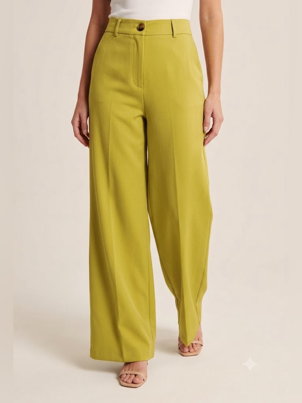 Ellison Chartreuse Green Wide Leg Pants High Waist Trouser size Small